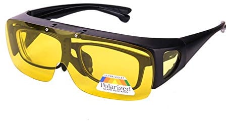 Dollger Nachtfahrbrille - Polarisierende Überziehbrille gegen Blendung für HD Nachtsicht-UV400 Blendschutz für Nachtfahrten, Regen, Nebel Ideal für Brillenträger (Herren & Damen) Gelb