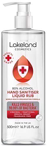 80% Alcohol Hand Sanitiser Rub - 500ml - Kills 99% Bacteria, Germs - Sanitizer