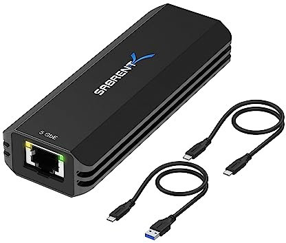 SABRENT USB Ethernet Adapter 5 Gbps, USB-C/USB-A auf RJ45 Internetadapter (NT-SS5G)