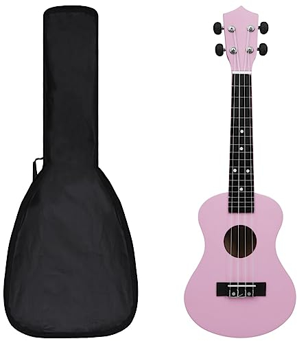 vidaXL Lindenholz Sopran Ukulele Set mit Tasche 2 Picks Tonleiter für Kinder Musikinstrument Saiteninstrument Hawaii Gitarre Uke Rosa 23