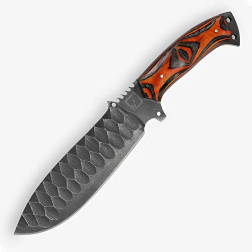 USQUARE UE-004, 29.21 cm handgefertigtes Jagdmesser mit Fester Klinge und Scheide, 1095 Stahl-Bushcraft-Messer, Pakka-Holzgriff, entwickelt für Jagd und Camping