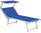 Totò Piccinni Salento Lettino Prendisole Pieghevole in Alluminio con TETTUCCIO mare spiaggia piscina giardino (Blu Melange)