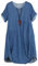 FTCayanz Damen Tunika Kleider Sommer Kurzarm Leinenkleider Boho Lang Sommerkleider Große Größen Denim Blau XL