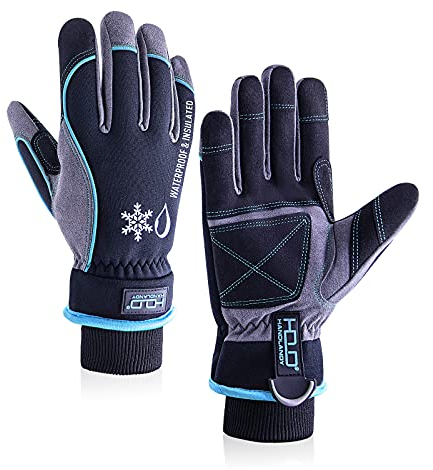 HLDD HANDLANDY Waterproof Gloves for Men, Windproof Thermal Gloves, Touchscreen Winter Gloves, Ski Gloves Warm Work Gloves Snowboard (Blue, M)