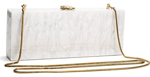 Acrilico Pochette - Rettangolo Elegante Borsa Da Sera Carino Borse Per Le Donne Alla Moda Crossbody Borse A, bianco,