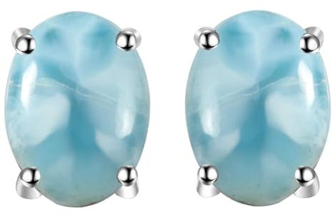 925 Sterling Silber Natürlich Larimar Edelstein Ohrstecker Mode Designer Schmuck für Damen Moderne Lässige und Party-Ohrringe