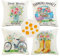 Cheekywares Outdoor Kissen 45x45cm Kissenbezug Frühling Blumen Kissenbezüge wasserdichte Kissenhülle Bauernhaus Bunte Dekokissen Sofakissen Bezug für Auto Home Bed Büro Cafe Garten Wohnzimmer 4er Set