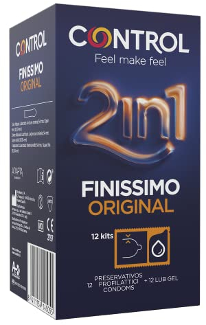 Control 2 in 1 Finissimo Original: dünne Kondome und Gleitgel in Einzeldosen – 12 Sets
