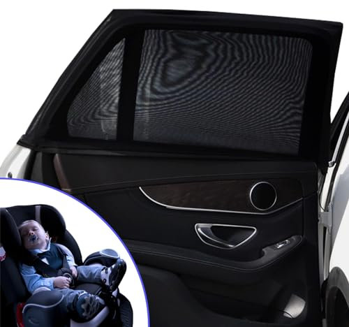 2 Pack Car Side Window Sunshades Universal Sock, Elasticity Car Window Sun Shade Stretch for Baby Kids Pets, Car Blackout Blinds Rear Window for Block UV Ray Mosquito
