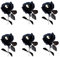 HGUIM 6 Stück künstliche schwarze Rosen mit Totenkopf, 41 cm, Halloween-Rosenstrauß, Seidenrosen mit Stielen für Halloween, Party, Vase, Tisch, Heimdekoration