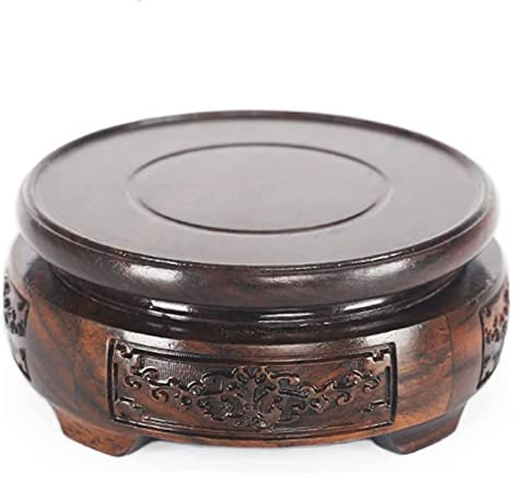 Support en Bois Chinois, bonsaï à Table rotative Vase Cercle Base d'affichage tournable, Mini selles en Bois Décoration Pratique de la décoration Pratique (Color : Brown Round, Size : 10cm/3.9 in)