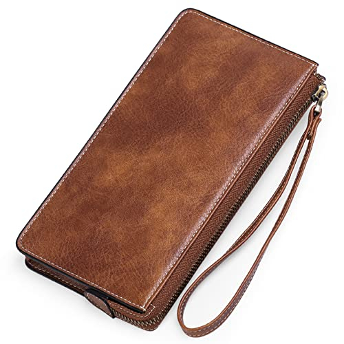 GAEKEAO Clutch Geldbörse Damen PU Leder, Portemonnaie Damen Gross, Geldbeutel Damen Groß, Frauen Portmonee mit Reißverschluss Lang, RFID Schutz Brieftasche, Slim Wallet