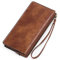 GAEKEAO Purses for Women Wristlet Leather Clutch Wallet RFID Blocking Slim Long Purse with Wrist Strap