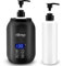 Massage Oil Warmer Bottle Professional Electric Lotion Digital Heater for SPA, Automatic Oil Warmer Heated Oil Lotion Cream for Salon, Barber Shops, Home, with Two Oil Bottle Dispenser (Black)