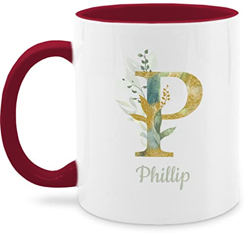 Tasse Tassen 325ml - Anfangsbuchstabe Name - Namens Geschenk - 325 ml - Bordeauxrot - personalised mug buchstabentasse buchstaben letter kaffeetasse buchstabe namenstasse initialen letters teetasse