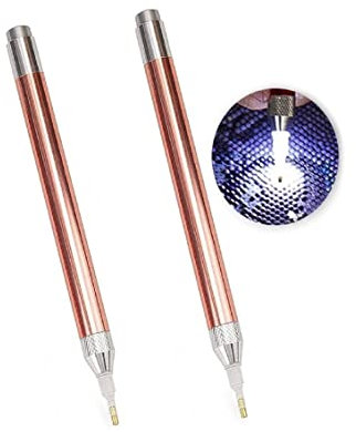 Stylo de Peinture Diamant Painting Bricolage avec LED Lumière 5d Diamant Peinture éclairage Point de Perçage Stylo Applicateur Bijoux d'art Sélecteur pour Enfants Adultes (Or)