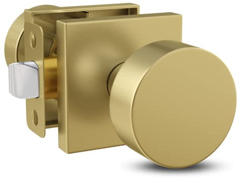 Mega Handles SUANA Passage Door Knob for Hallway, Closet and Bathroom, Reversible Heavy Duty Design Door Knobs, Fits All Standard Door Sizes, Screws Included - Satin Brass (1 Pack)