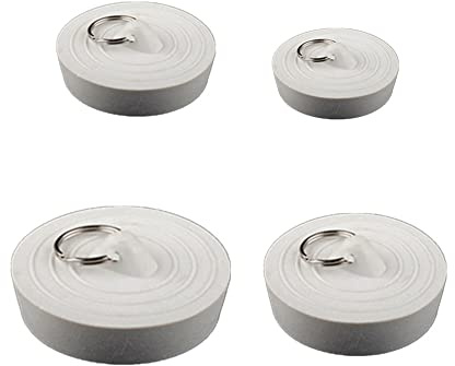 Wanfoou Tappi per vasca, 4 pezzi in gomma, tappi per lavello, tappi di scarico in gomma per il lavandino della cucina, con anello di sospensione, tappi di scarico universali, copertura per vasca