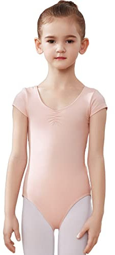 AOQUNFS Body Danza Classica Bambina Team Basic Maniche Corte Ginnastica Leotards Tutu Danza Classica Bambina, BT04-Rosa,8-9Anni