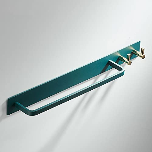 Klobvtt Portasciugamani Portasalviette Singolo Appendiabiti Porta Asciugamani Verde Portasciugamani in Ottone Rack 50 Cm / 19,7 Pollici Ripiano Porta Asciugamani Asta di Stoccaggio con 2 Ganci per Doc
