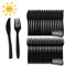 120 Stück Party Besteck Plastik, Plastikgabeln, Plastikmesser, Wiederverwendbar Plastikbesteck, für Familienfeiern,Outdoor Dinner (120-black)