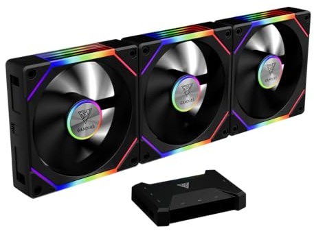 GAMDIAS Aeolus P2-1203U - Kit de 3 ventiladores negros