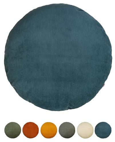 beties HYggelig No.1 Trendige Cord-Samt Kissenhülle ca. Ø80 cm Kissenbezug mit aufwendiger Jeans-Doppelnaht in Raumausstatter Qualität