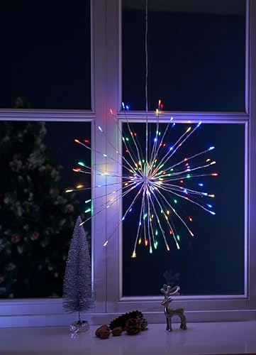 Northpoint LED Eiskristallleuchte 90 LEDs Ø50cm für Innen und Außen mit Timerfunktion 10m Zuleitungskabel Silbernes Gestell RGB LEDs