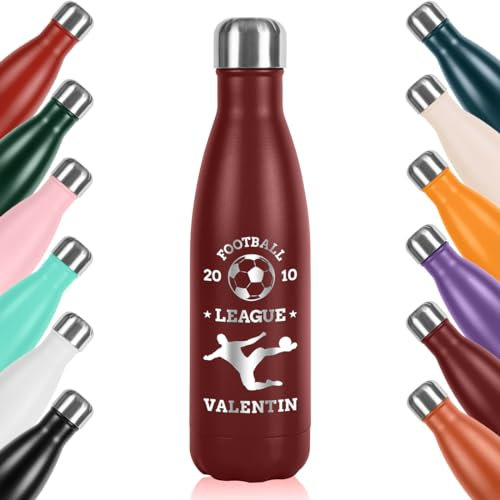 polar-effekt Edelstahl Trinkflasche 0,5 liter für Kinder dunkelrot mit Gravur - nachhaltig und umweltfreundlich - BPA-Frei