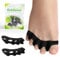 Bukihome Toe Separators, 4 Pair Soft Gel Toe Spacers to Correct Bunions, Claw Toes,Hammer Toes, Foot Pain for Women & Men,Black+M