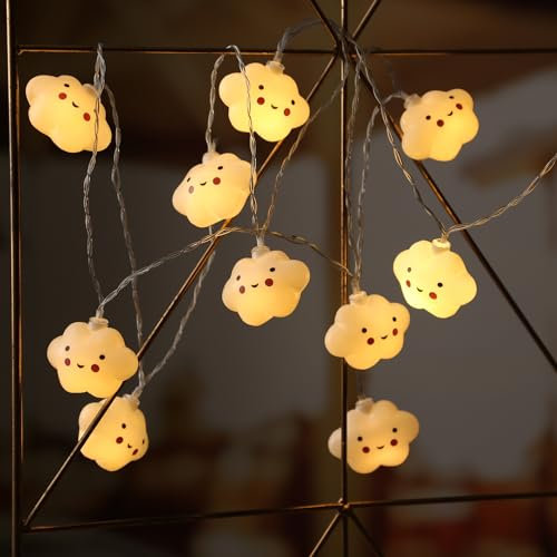 LED Lichterkette niedliche Wolken 10 warmweiße LED mit Timer Batteriebetrieb 1,8m für Kinderzimmer