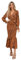 HEYPORK Damen Frühling Sommer Kleider Bequem Lässig Kleid Mode Elegant Röcke Frauen Temperament V-Ausschnitt Gürtel Gedruckt Rock Lange Fischschwanz Kleider(Kaffee, XL)