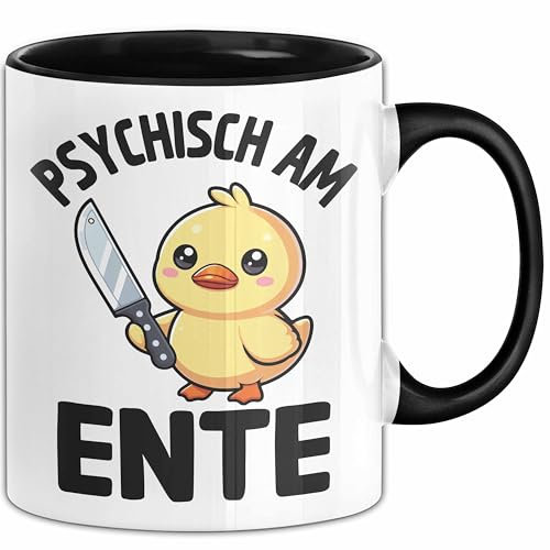 Küken Tasse Geschenk Psychisch Am Ente Geschenkidee Kaffee-Becher (Schwarz)
