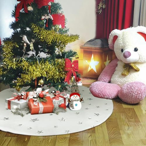 Falda Arbol Navidad Blanco 90cm, Pie De Arbol De Navidad Cubre Pie Arbol De Navidad, Base Arbol De Navidad Pie Arbol Navidad, Decoracion Navidad Decoracion Arbol Navidad