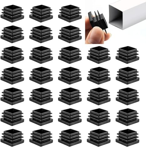 Lamellenstopfen 25 x 25 mm für Vierkantrohre – 32 Stück Kunststoff Rohrstopfen – Quadratische Endkappen für Rohrabdeckung von Stühlen, Regalen & Aluprofilen, Schwarz