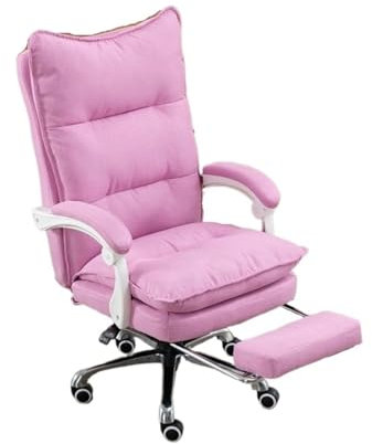 Shihan-2015 Fauteuil de Bureau Office Chair Leather High Back Executive Office Chair with Foot Rest, Ergonomic Office Chair Chaise de Bureau(Pink)