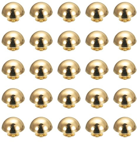 sourcing map 25 remaches redondos, picos de metal de 15 mm y tachuelas para decoración de bolsas de cuero, cinturón, ropa, zapatos, bolsos, suministros para manualidades, color dorado