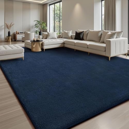 Treeboy Teppich Wohnzimmer 240x300 Marineblau, Waschbarer Teppich Kinderzimmer Mädchen Junge Schlafzimmer Grau Carpet Teppiche Gegend Kurzflor Flauschig Rutschmatte Teppiche Kinderzimmer