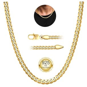 YADOCA Goldkette Herren, 5mm Dicke Halskette Kette für Männer Robuste Herren Gold Kette Hypoallergene Panzerkette Halskette Schmuck für Männer 46cm