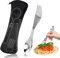 Spork Camping Cutlery, Reuseable Sporks Stainless Steel Portable Camping Spork with Cutlery Bag for Picnic Travel Outdoor (Black)