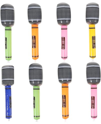 CIYODO 8pcs Inflatable Microphone Props Toy Fake Microphones for Boys and Girls Interactive Play Party Inflatable Toys Funny for Boy Girl