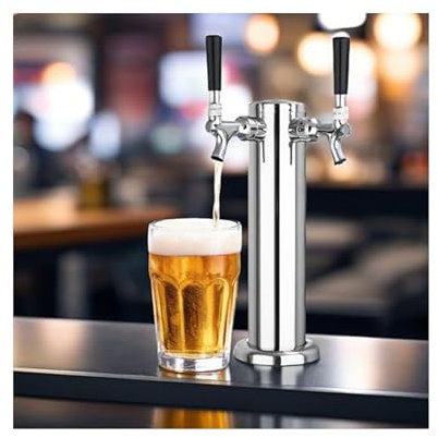 NJDQFA Kit Dispenser a Torre a Doppio Rubinetto, 3 Pollici di Diametro Spillatore per Birra alla Spina, per Matrimoni, Feste, Bar e Altro Ancora