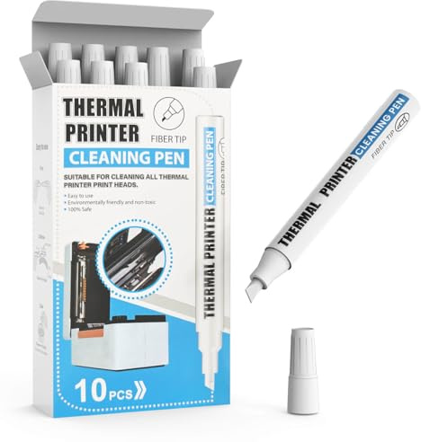 Thermal Printer Cleaning Pen 10 Pack – Printhead Cleaner for Thermal Receipt, Shipping Label, POS & Card Printers, Safe & Easy Maintenance Tool