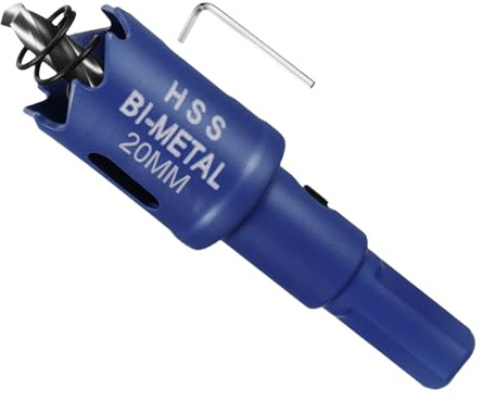 METALLIXITY Bi-Metal Hole Saw Kit 20mm (25/32), M42 High Speed Steel Hole Cutter with Center Drill Bit, Hex Key and Spring - for Metal Sheet, Wood, Plastic Plate and PVC Board. Blue