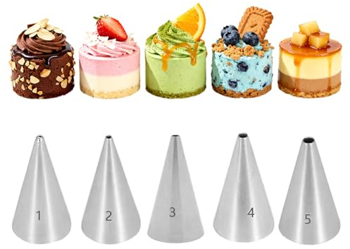 5 Pcs Stainless Steel Writing Piping Nozzles for Cake & Pastry Decorating