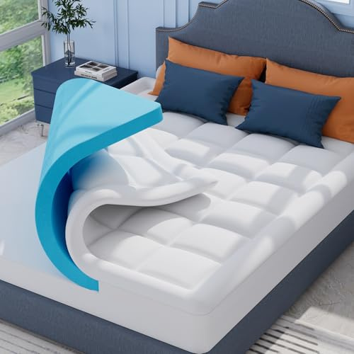 ELEMUSE Gel Matratzen Topper 90x200cm, H3-weiß，7cm Höhe | Topper mit waschbarem flauschigem Bezug und Gelschaum – für Boxspringbetten, unbequeme Betten und Schlafsofas