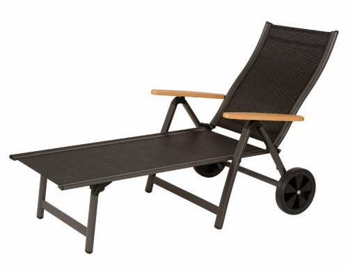 Sun Garden 10086470 Rollliege Sun Star Comfort Eukalyptus Rücken mehrfach verstellbar 143.5 x 81 x 103.5 cm, anthrazit/schwarz