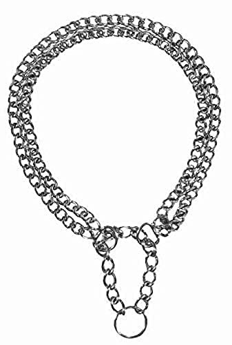 TRIXIE Zug-Stopp-Kettenhalsband Größe L–XL: Halsumfang 55 cm/2,5 mm in silber - stabiles Kettenhalsband 2-reihig für große bis sehr große Hunde, verchromt, leicht zu reinigen, 2245