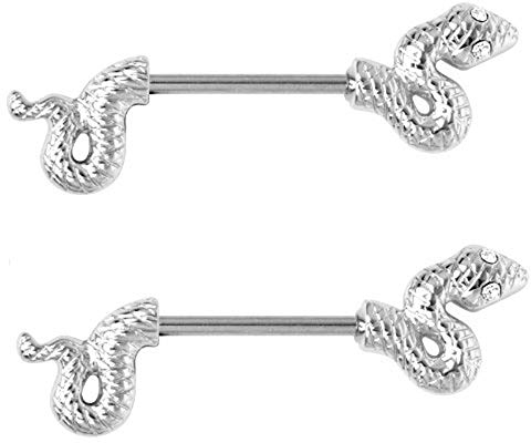 BodyJewerlyOnline Schlange-Desgin-Nippel Barbells-paarweise
