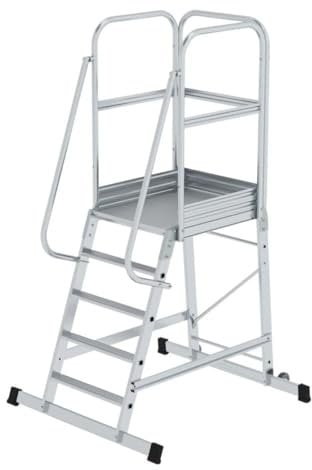 Günzburger Steigtechnik Munk 303105 Aluminium Podesttreppe fahrbar Arbeitshöhe (max.): 3.20m Silbe